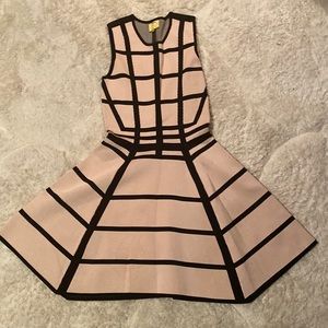 Ronny Korbo pink and black bandage dress